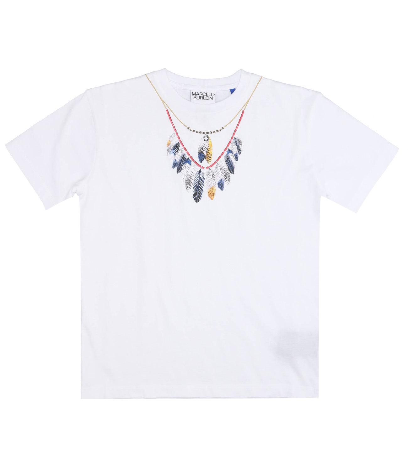 T-Shirt Double Chain Feathers White