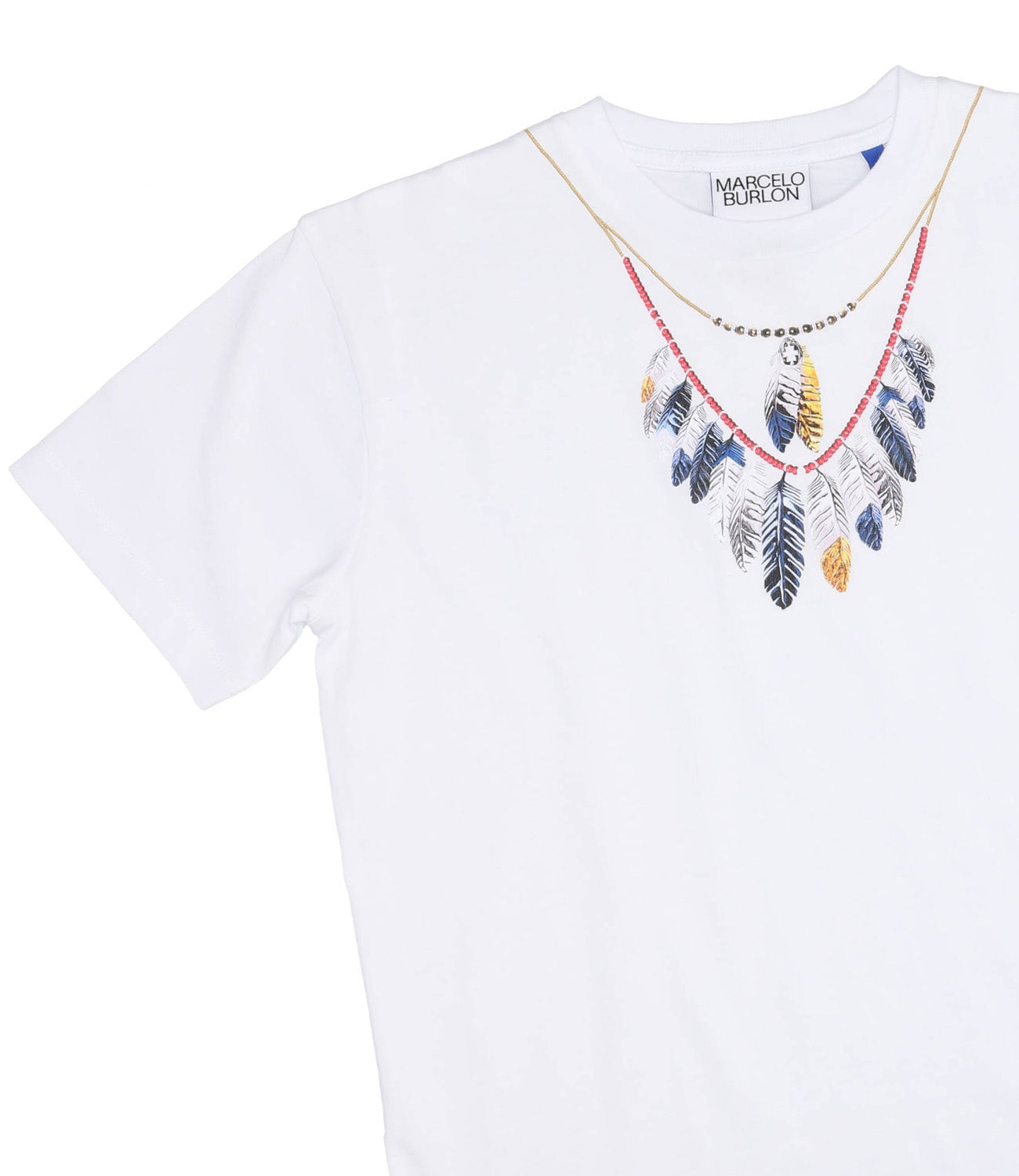 T-Shirt Double Chain Feathers White