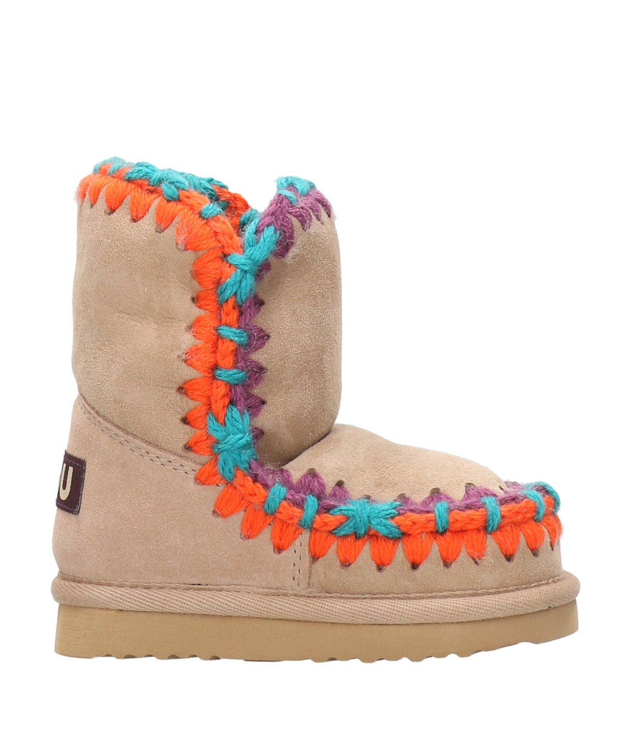 Mou Kids | Eskimo ankle boot overstitching Camel