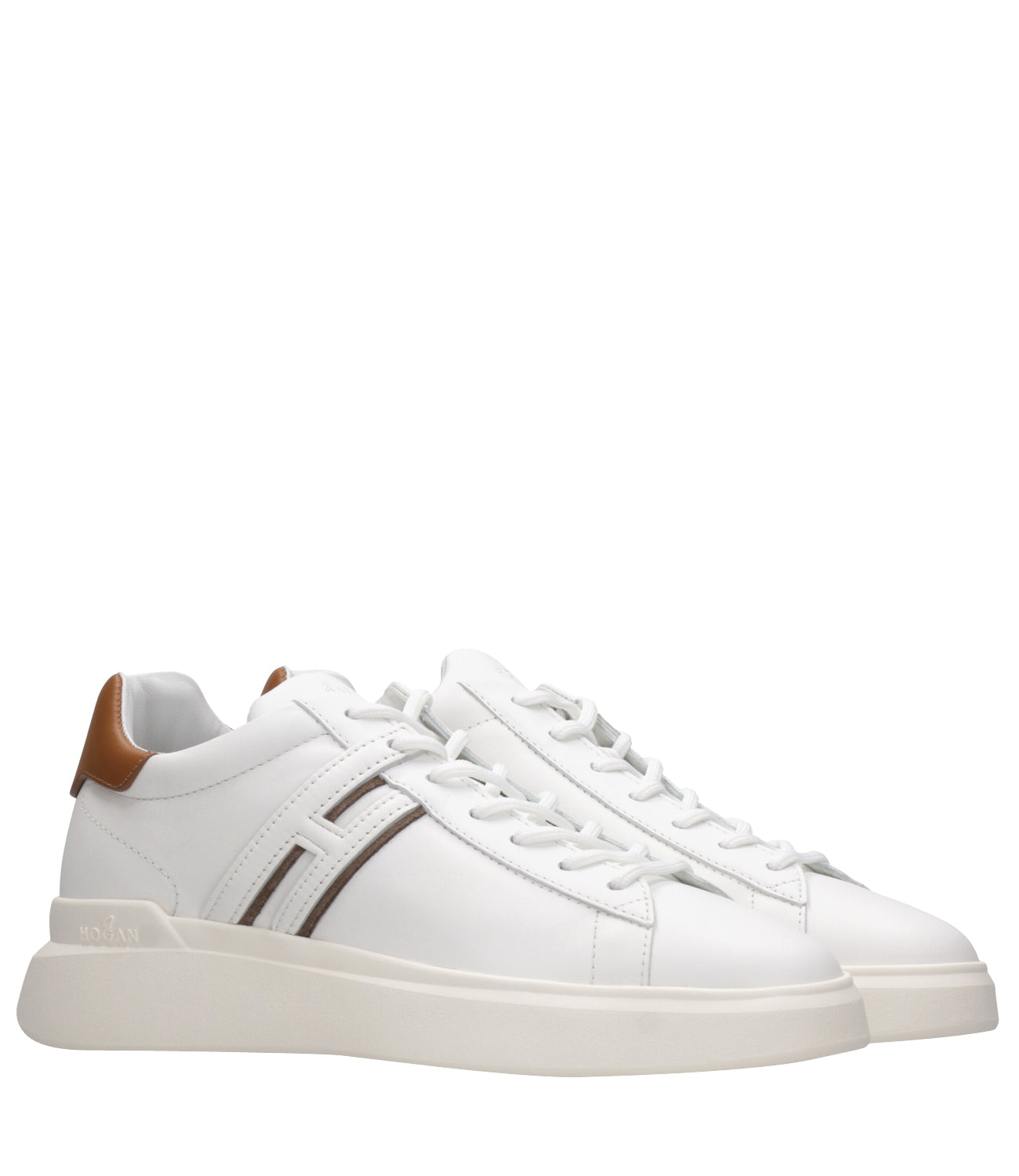 Hogan | Sneakers H580 Allacciato H Slash Bianco e Marrone