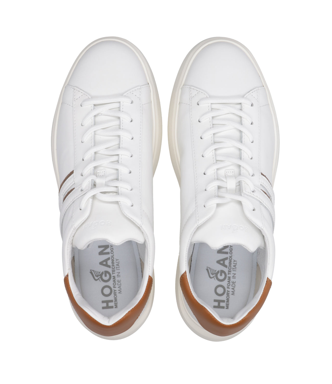 Hogan | Sneakers H580 Allacciato H Slash Bianco e Marrone