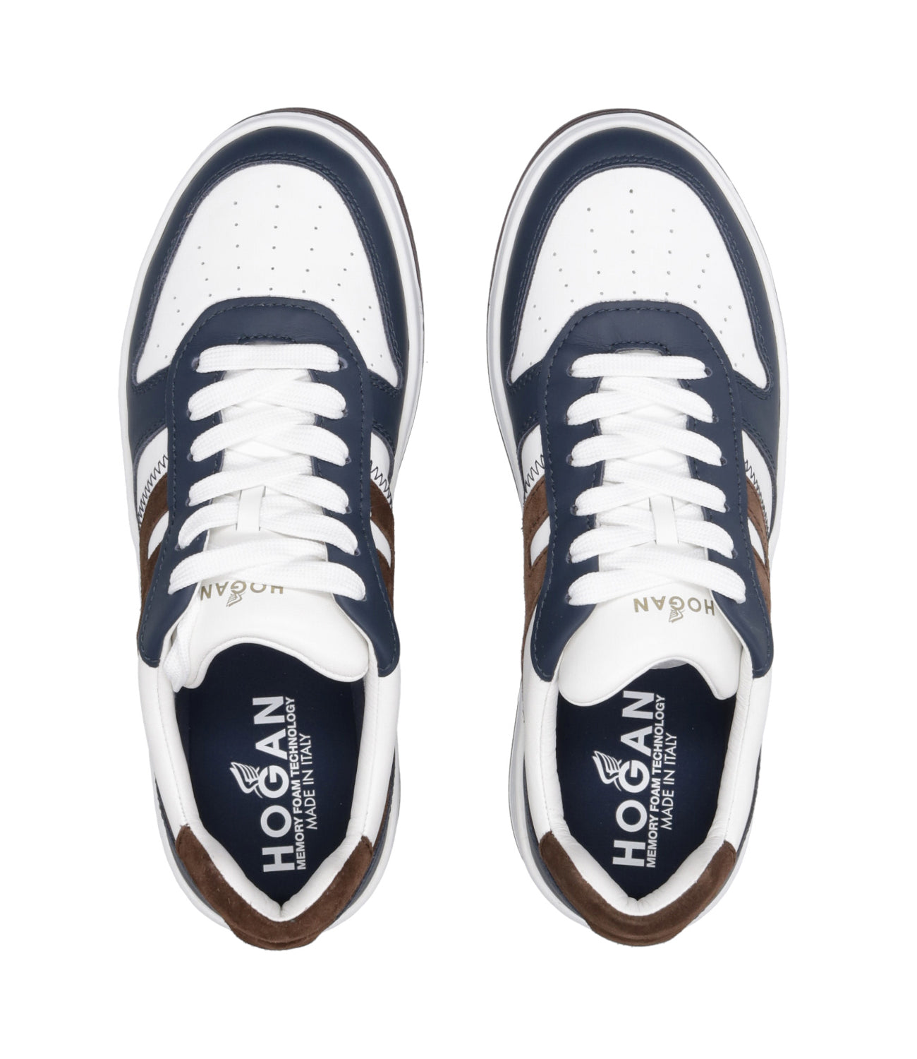 Hogan | Sneakers H60 Lace-up White, Blue and Brown