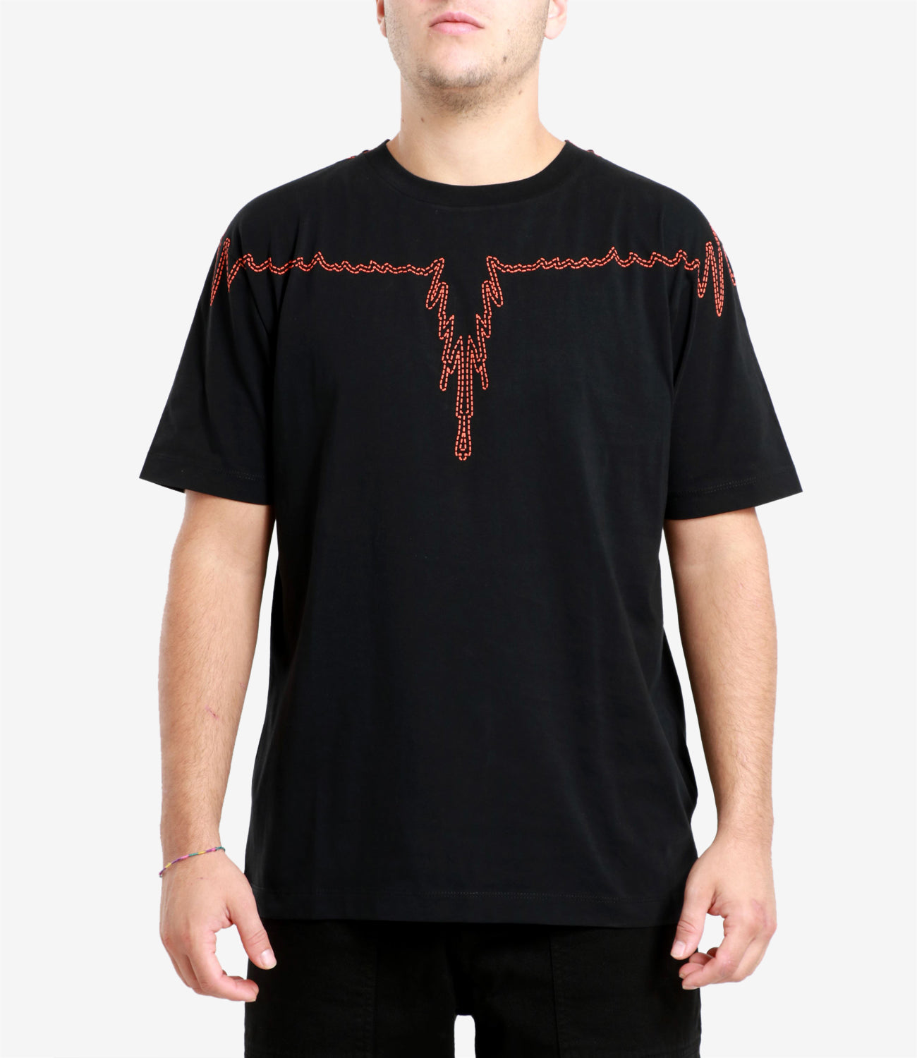 Marcelo Burlon | T-Shirt Stitch Wings Nero e Arancio