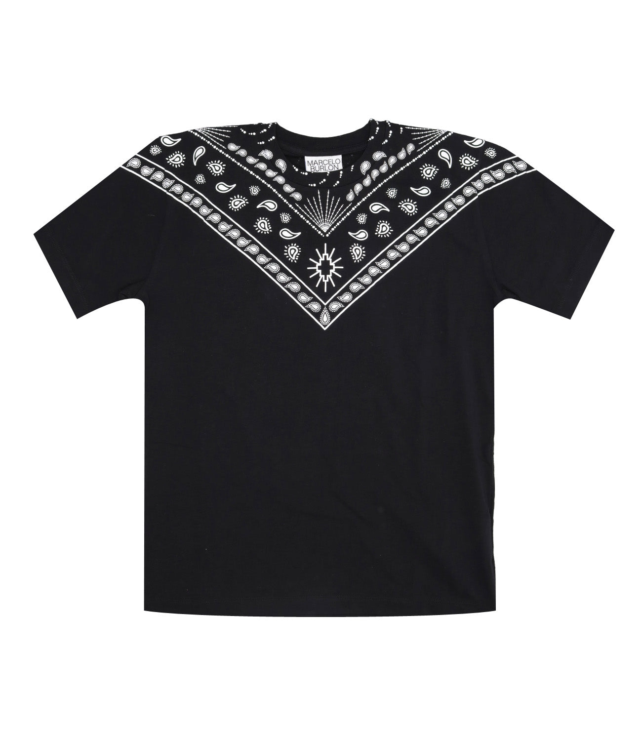 Marcelo Burlon Kids | T-Shirt Bandana Nero e Bianco