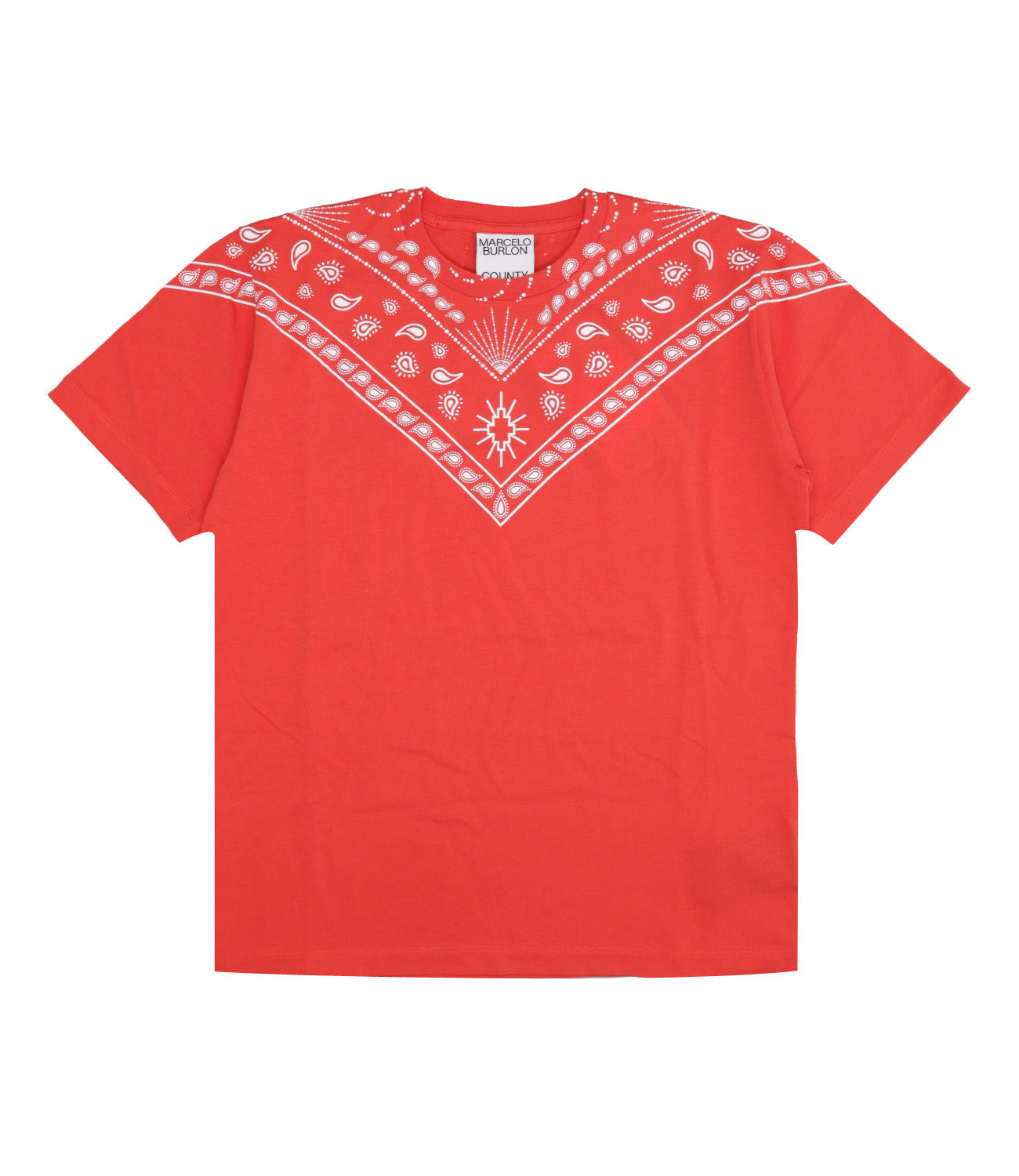 Marcelo Burlon Kids | T-Shirt Bandana Arancio e Bianco