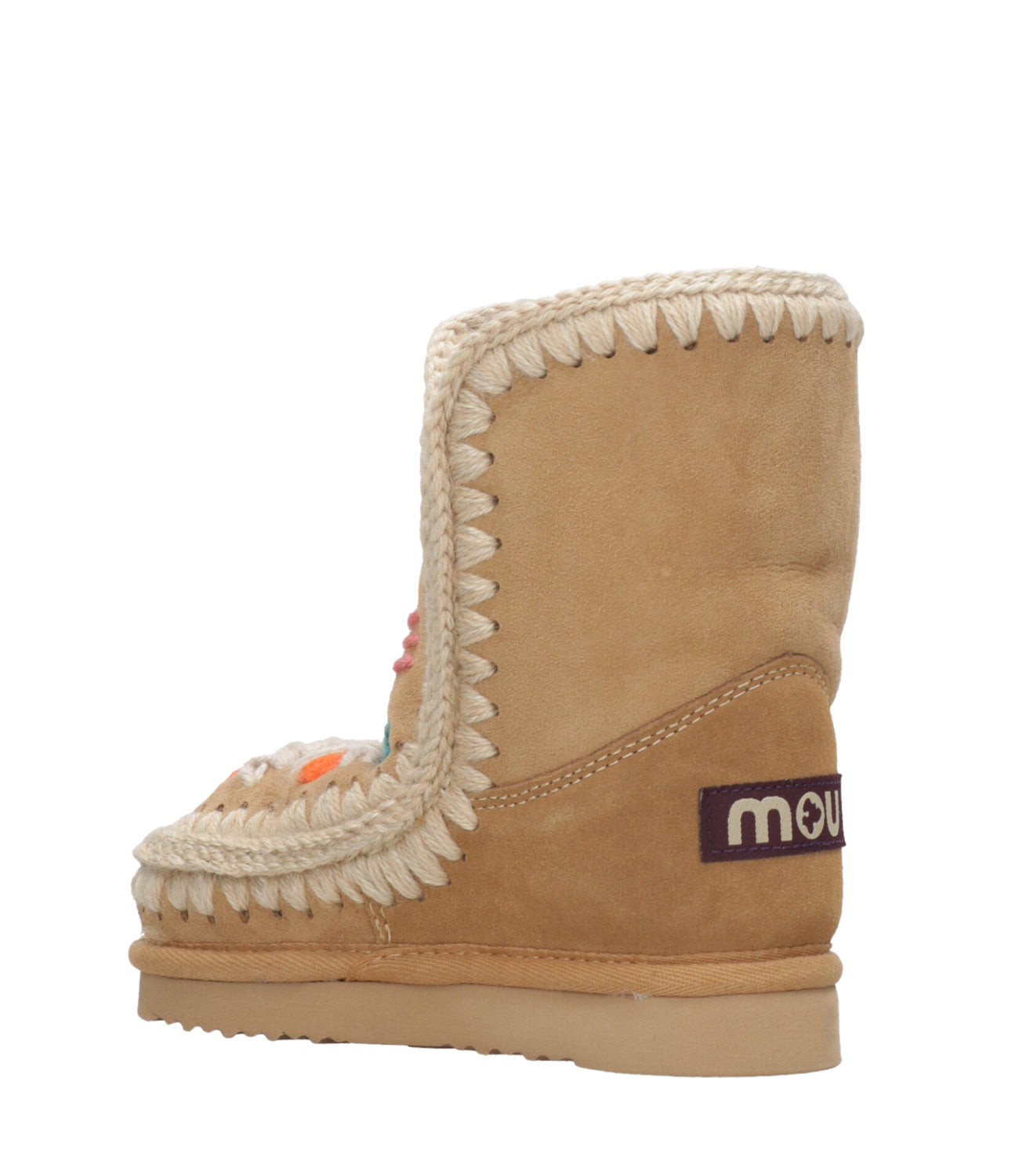 Mou Kids | Eskimo 04 Wool Embroidery Tobacco ankle boot