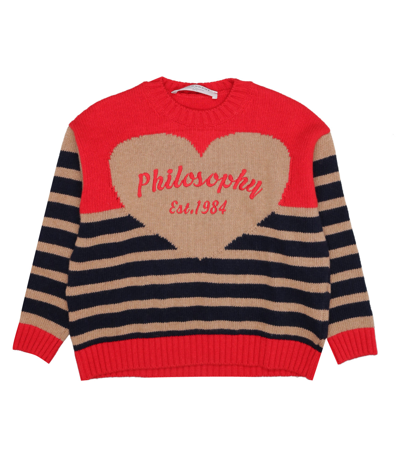 Philosophy by Lorenzo Serafini Kids | Maglia Beige Rosso e Blu Navy