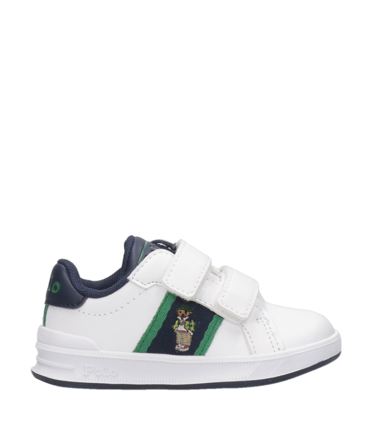 Ralph Lauren Childrenswear | Heritage Court II Bear EZ Sneakers White and Green