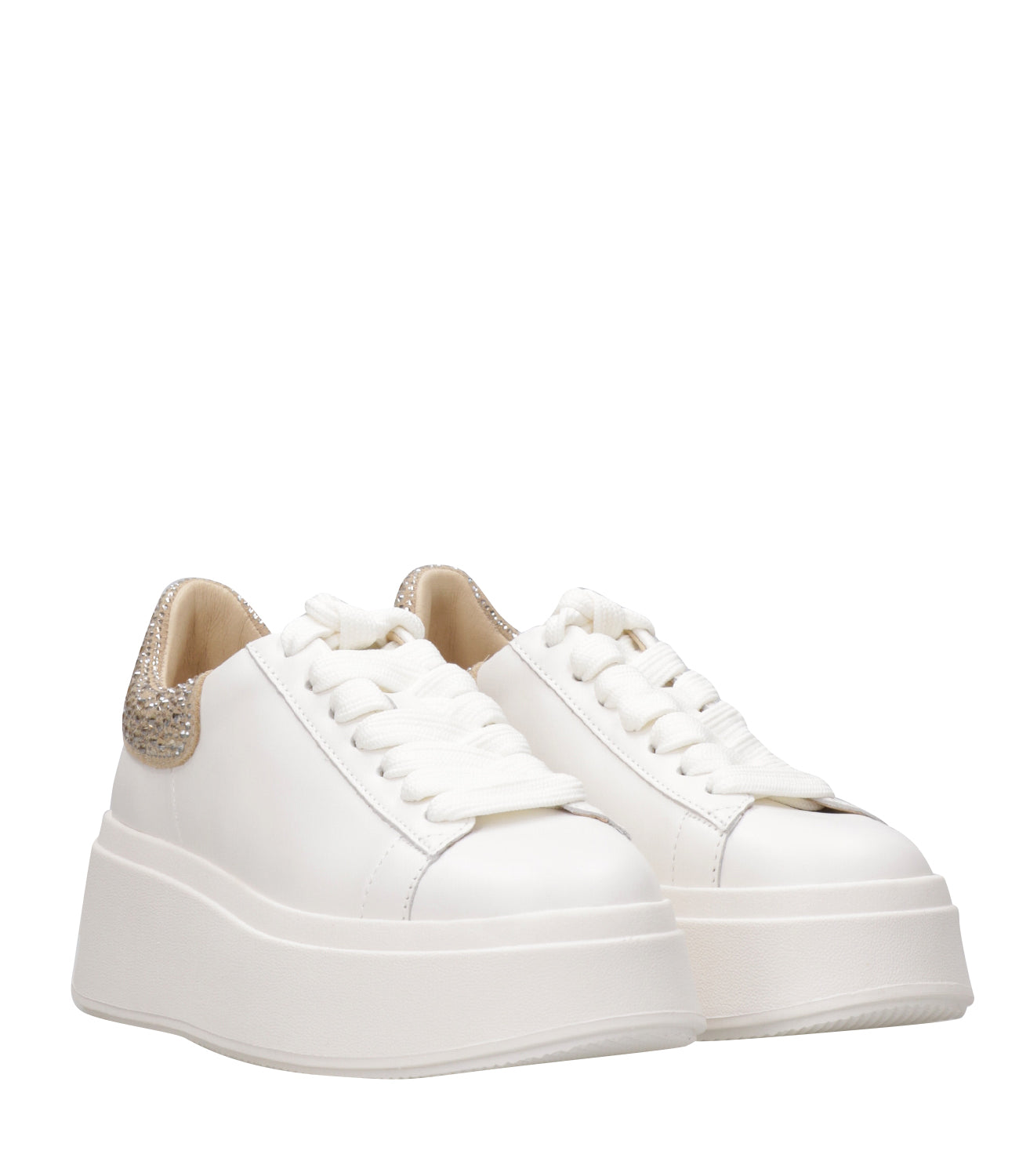 Ash Sport | Moby Rhinestone White and Beige Sneakers