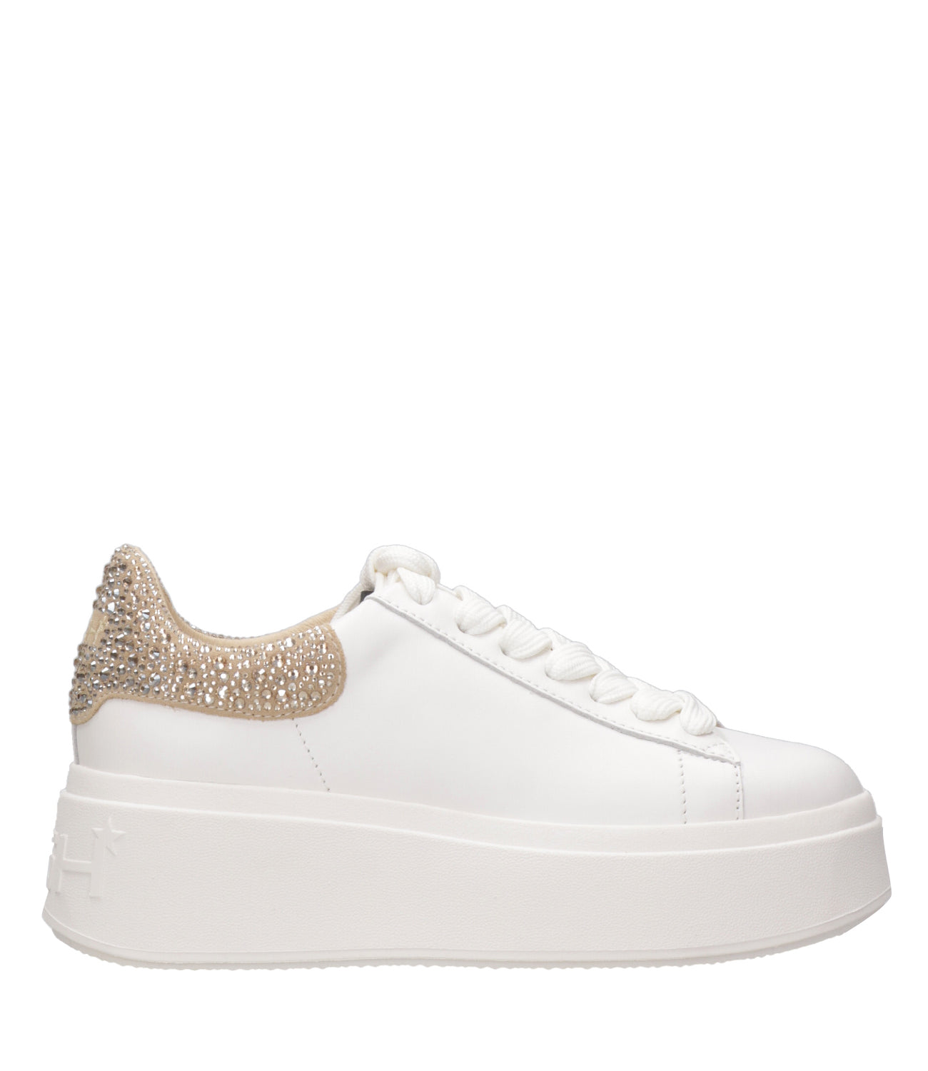 Ash Sport | Moby Rhinestone White and Beige Sneakers