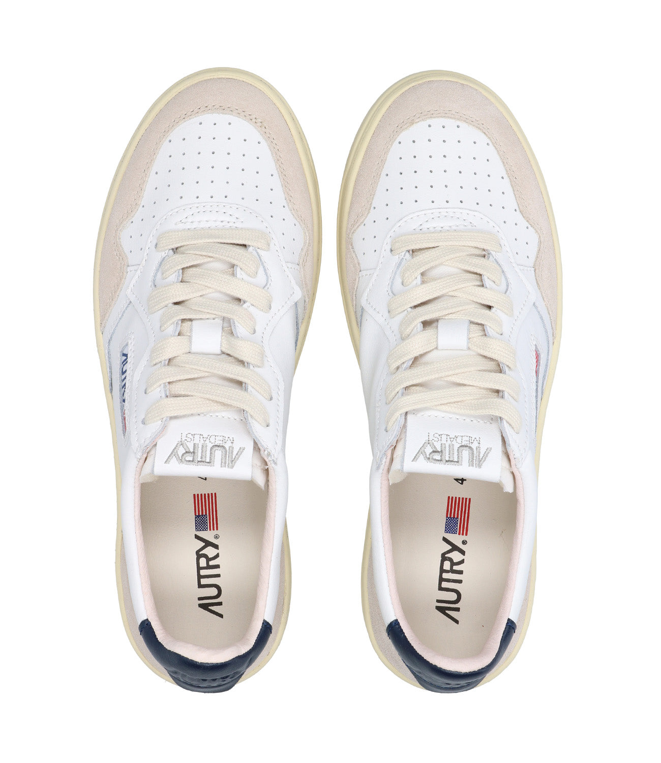 Autry | Medalist Low White and Blue Sneakers