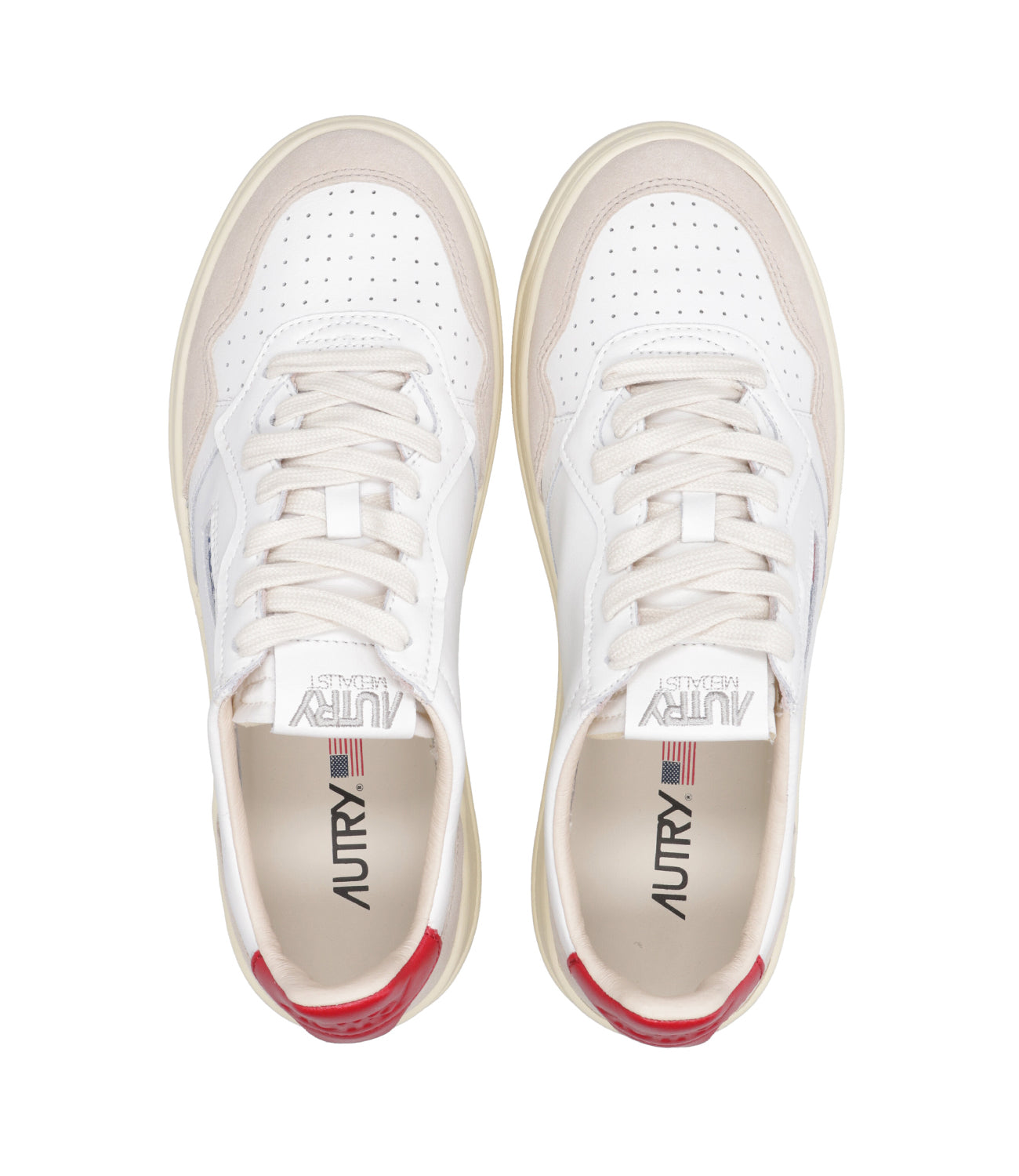 Autry | Medalist Low White and Red Sneakers