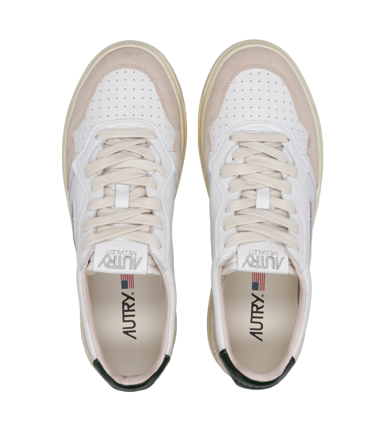 Autry | Medalist Low White and Forest Green Sneakers