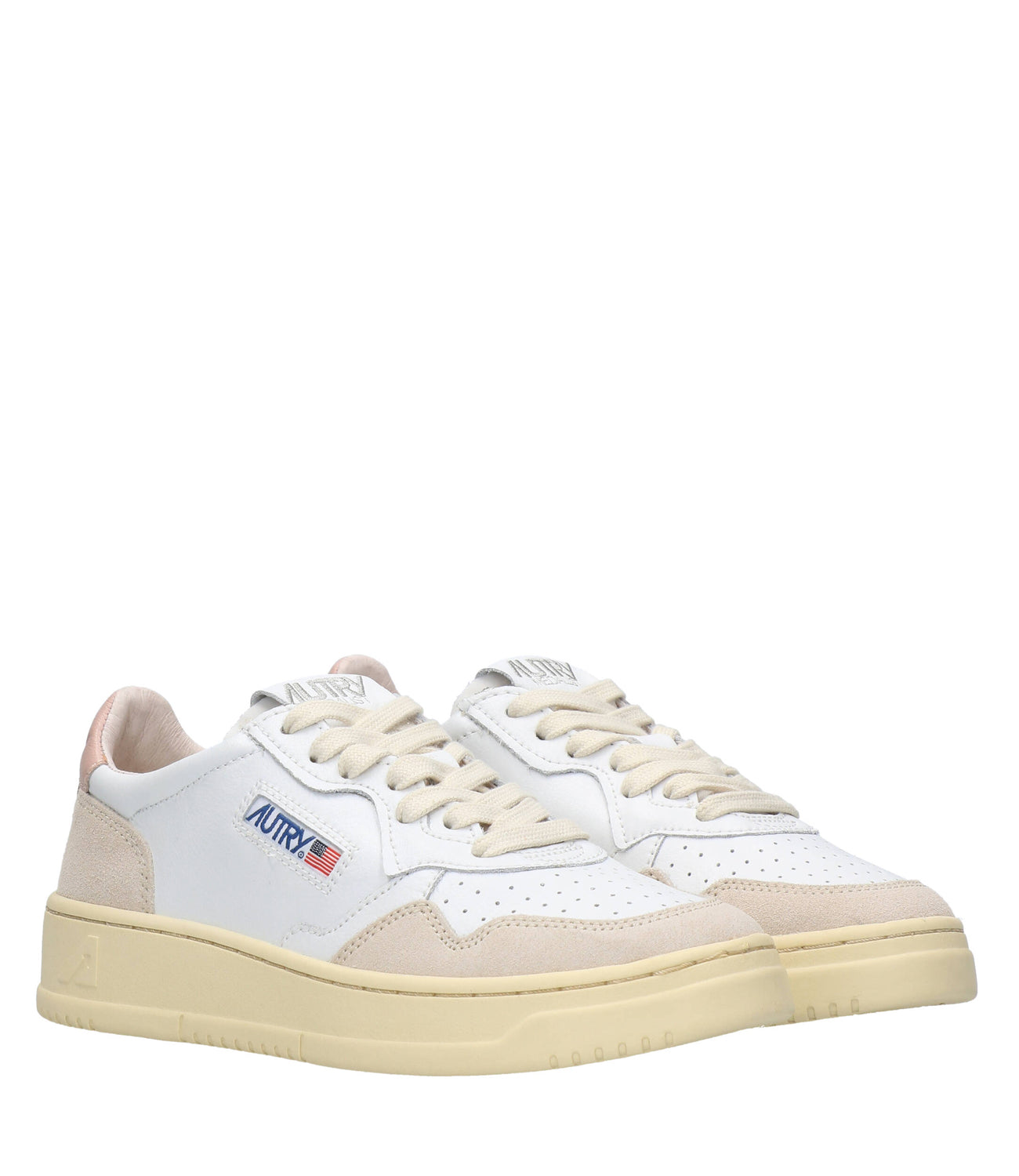 Autry | Medalist Low White and Pink Sneakers