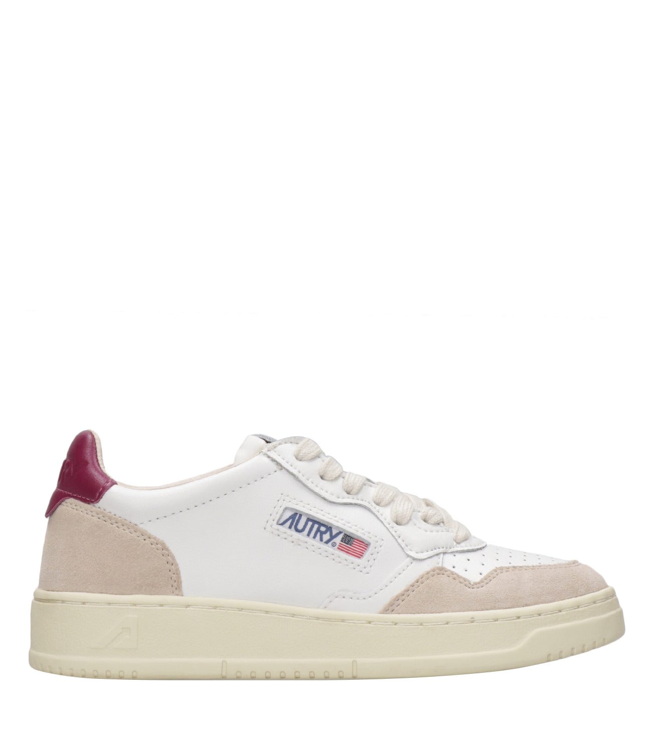 Autry | Medalist Low Woman White and Raspberry Sneakers