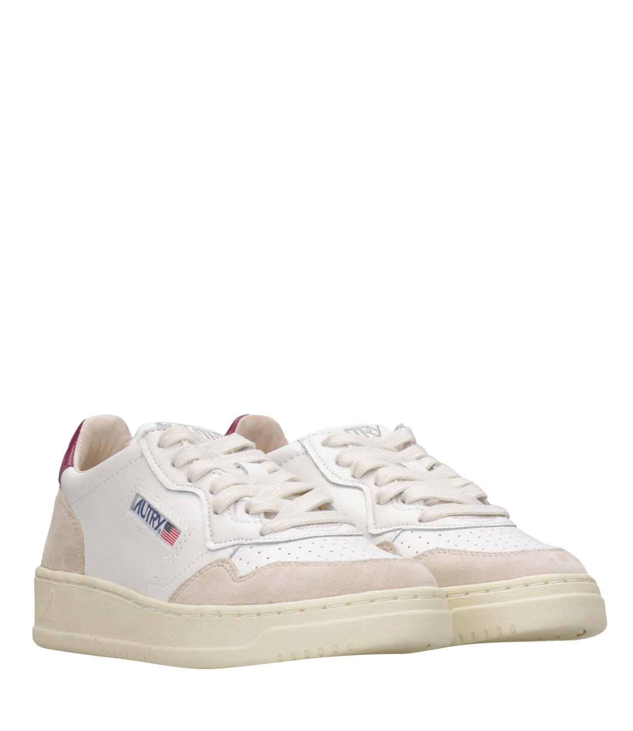 Autry | Medalist Low Woman White and Raspberry Sneakers