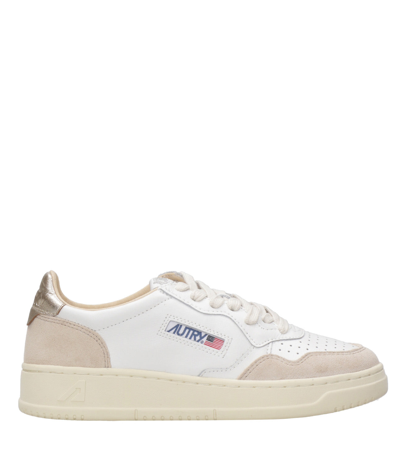 Autry | Medalist Low White and Gold Sneakers
