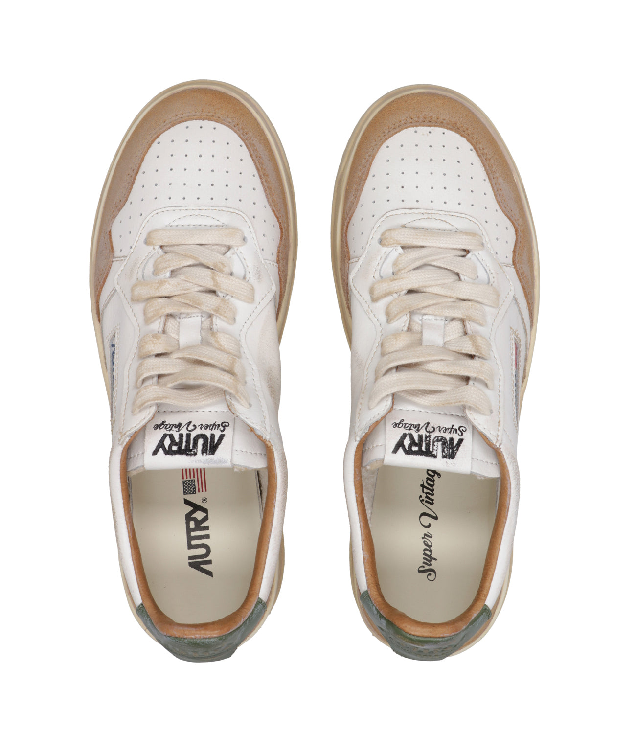 Autry | Sneakers Sup Vint Low Woman Cognac and Green