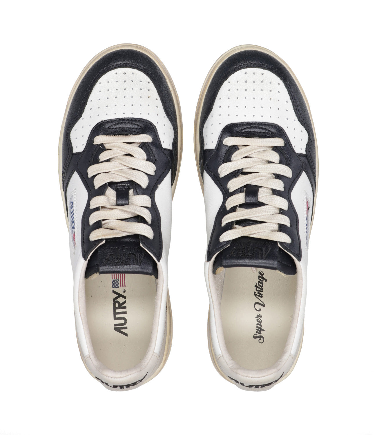 Autry | Super Vintage Low White and Black Sneakers