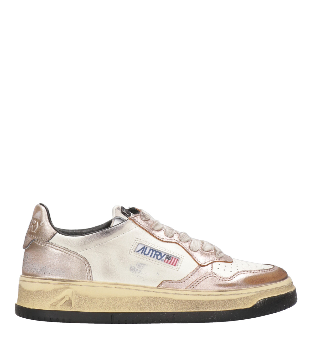 Autry | Sneakers Sup Vint Low Woman Bianco e Rosa metallico