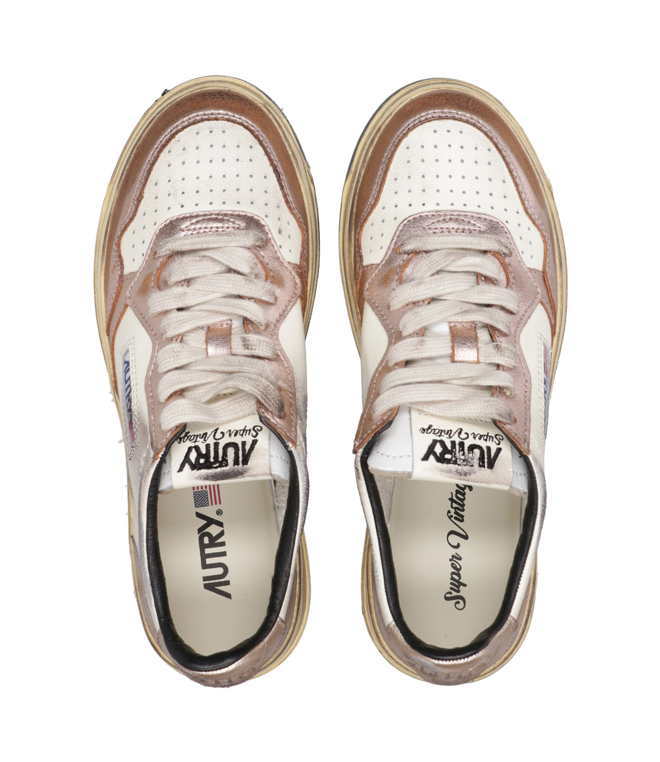 Autry | Sneakers Sup Vint Low Woman White and Pink Metallic