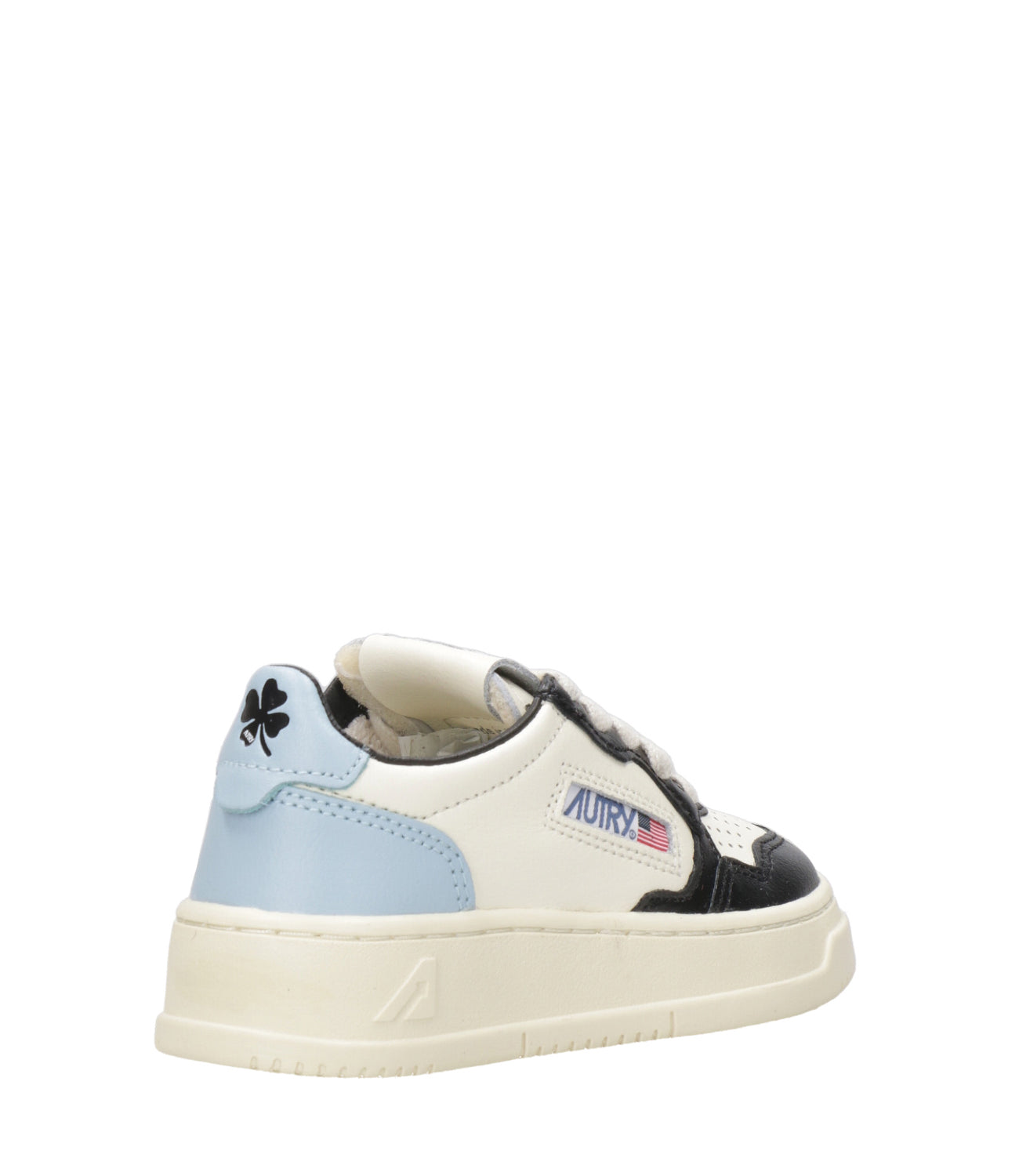 Autry Kids | Medalist Low White Black and Light Blue Sneakers