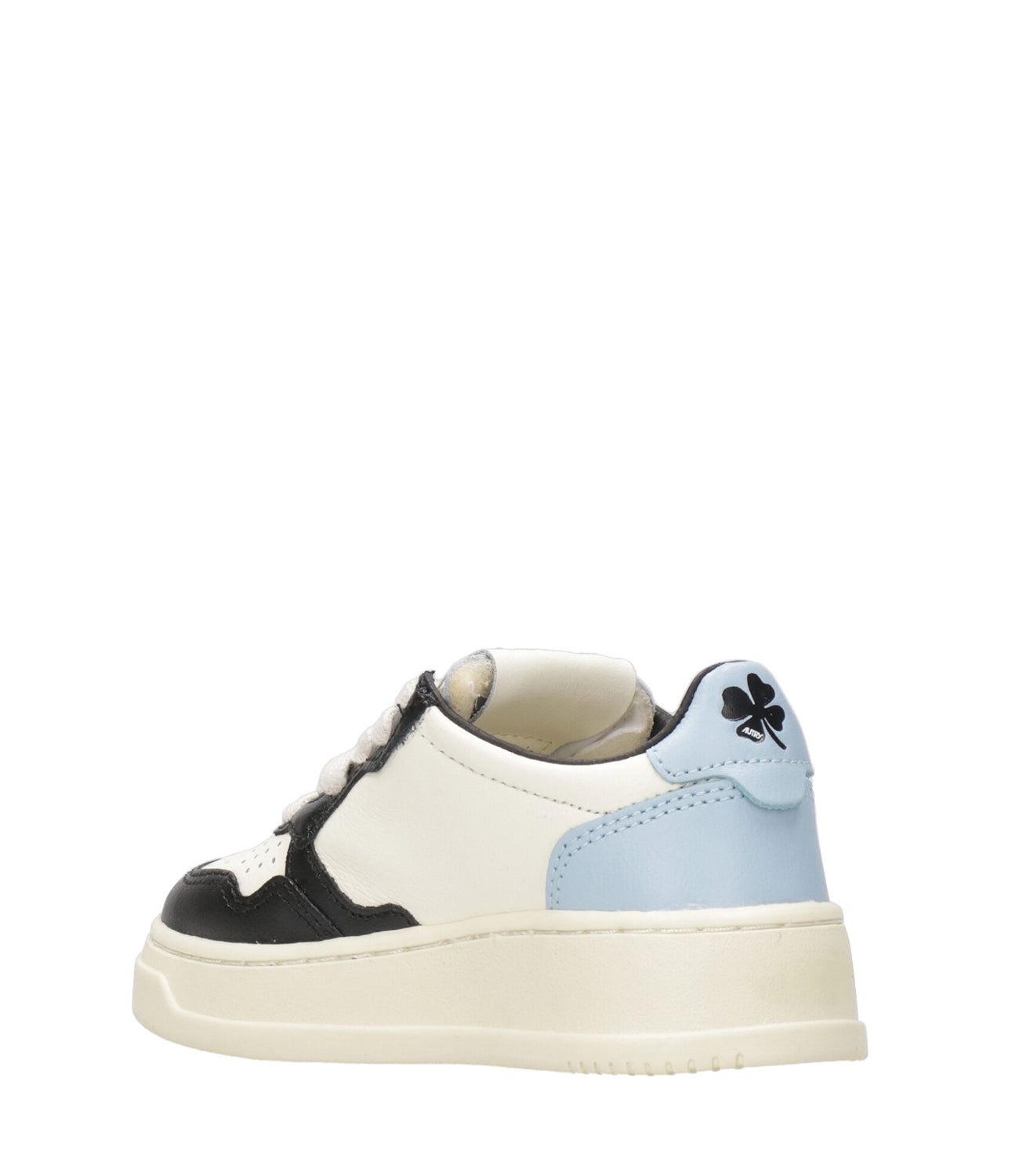 Autry Kids | Medalist Low White Black and Light Blue Sneakers