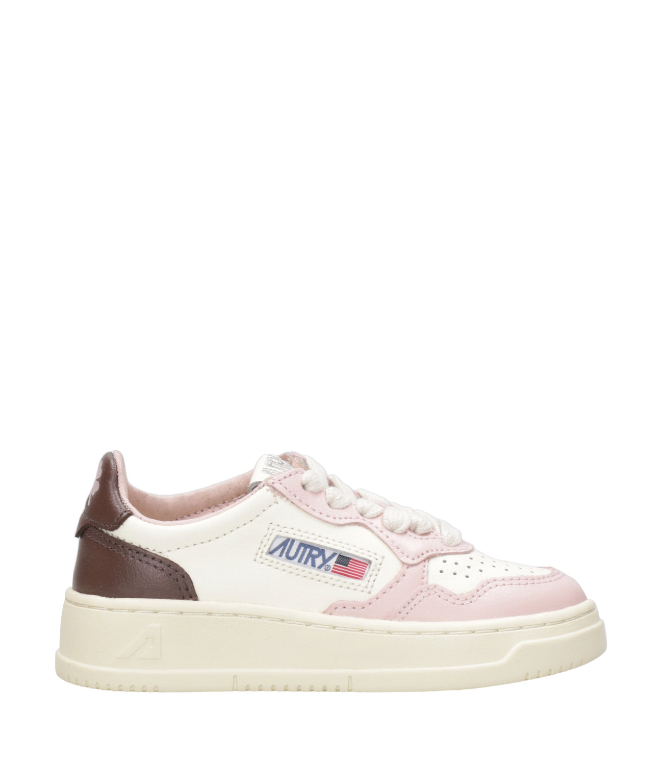 Autry Kids | Sneakers Medalist Low Bianco Marrone e Rosa