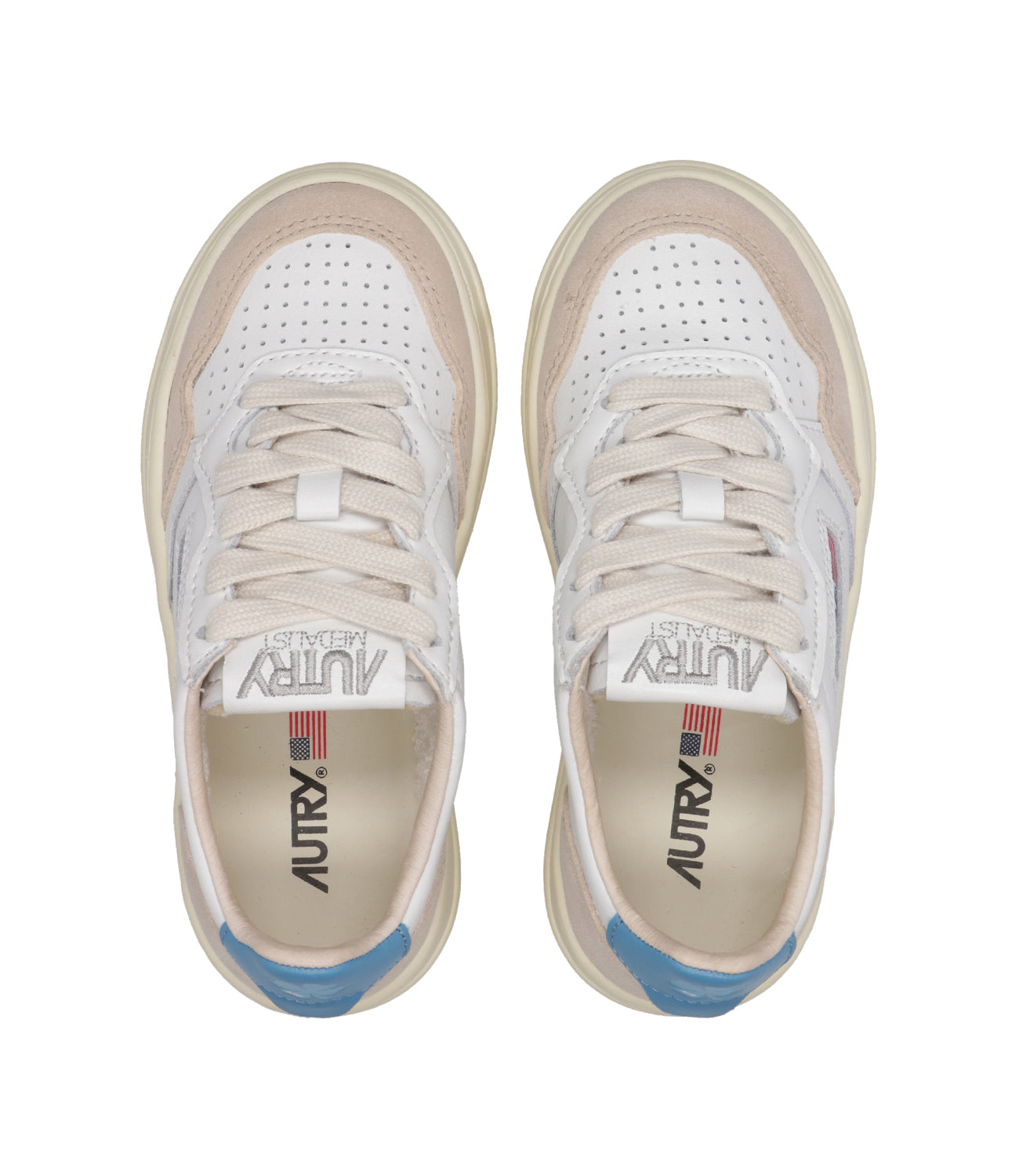 Autry Kids | Sneakers Medalist Low Bianco e Celeste