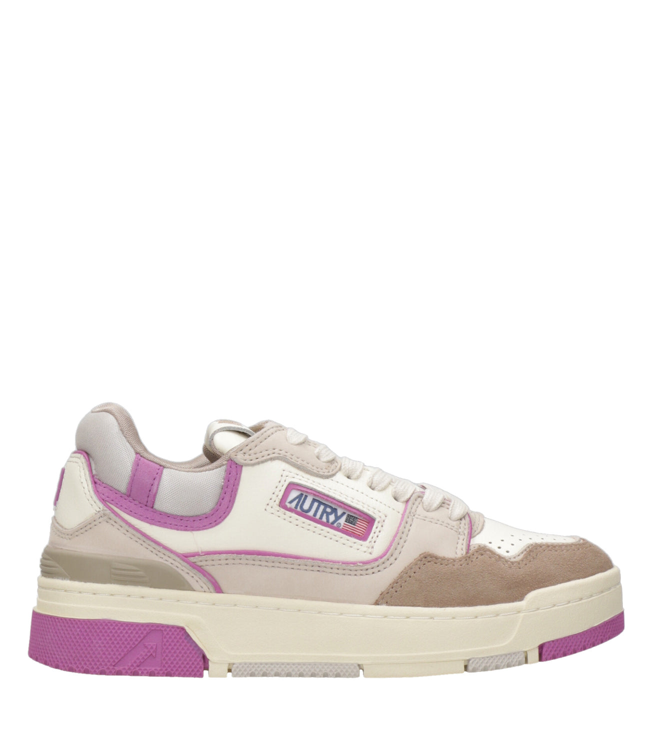 Autry | Sneakers CLC Low Woman White Taupe and Fuxia