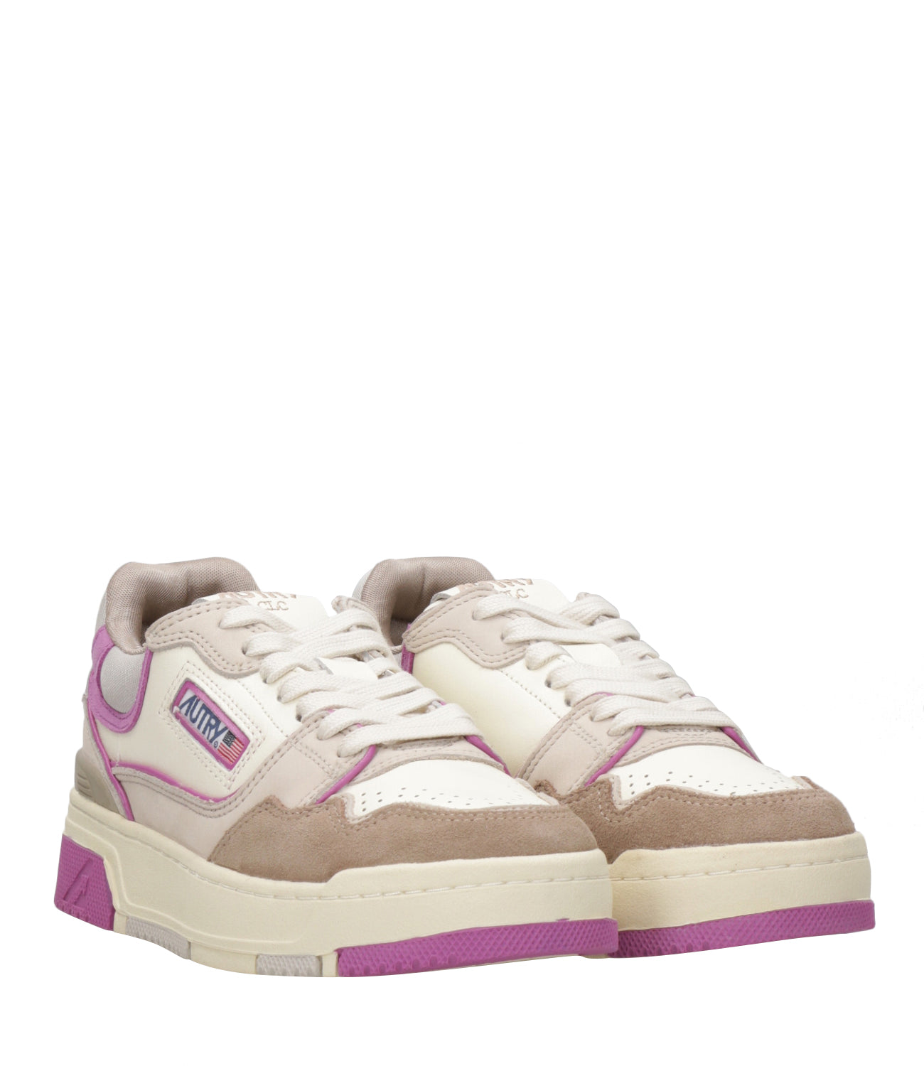 Autry | Sneakers CLC Low Woman White Taupe and Fuxia