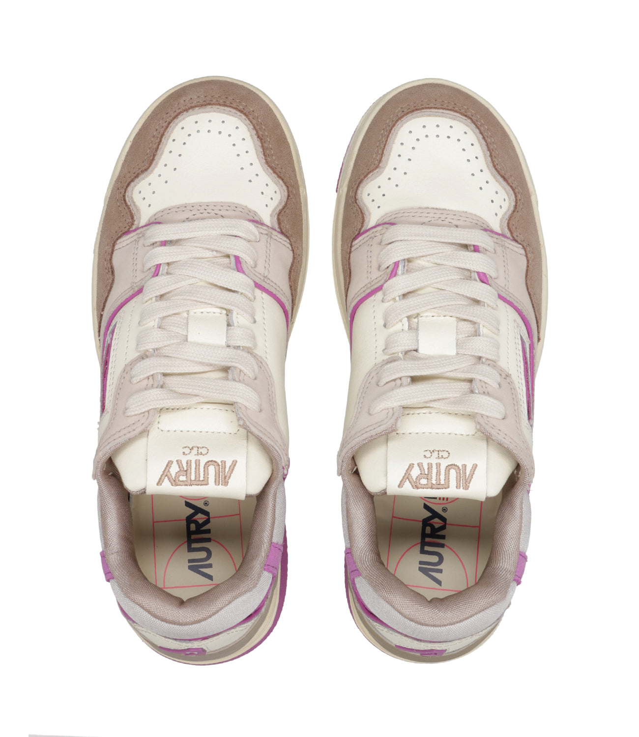 Autry | Sneakers CLC Low Woman Bianca Taupe e Fuxia