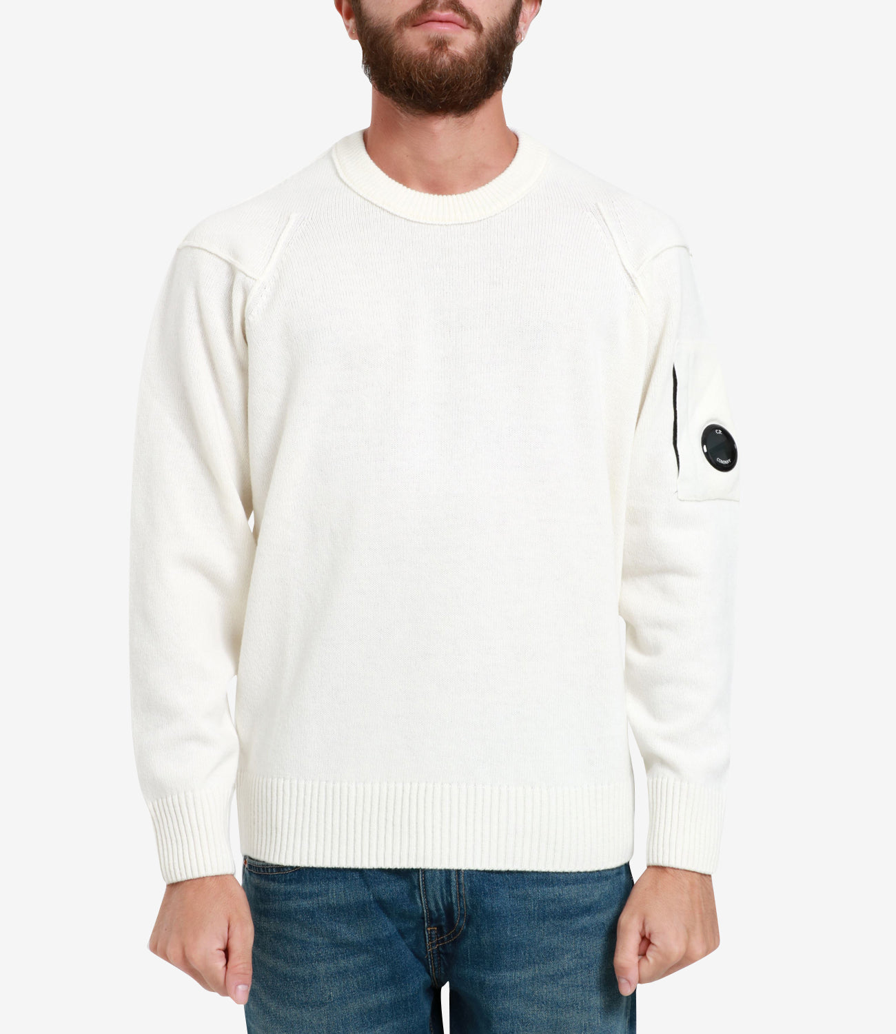 C.P. Company | Maglia Lambswool GRS Crew Neck Knit Bianca