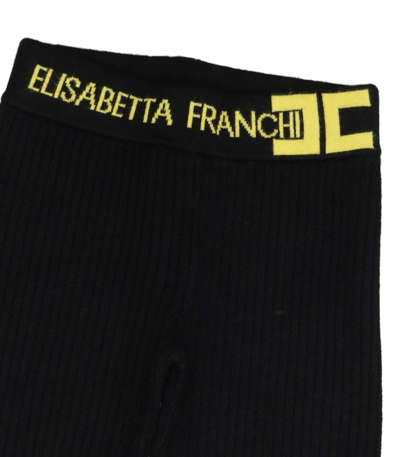 Elisabetta Franchi La Mia Bambina | Leggings Logo jacquard Nero e Giallo