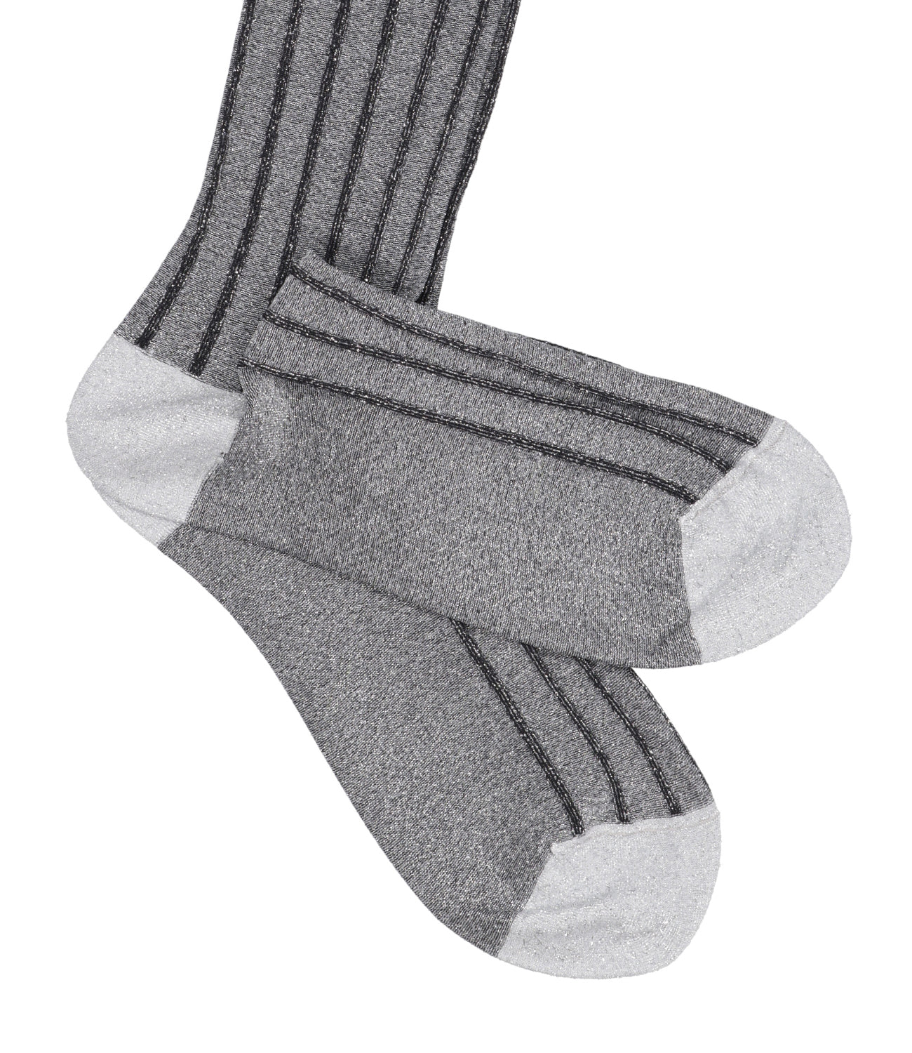 Gallo | Twin Rib Silver and Black Short Socks