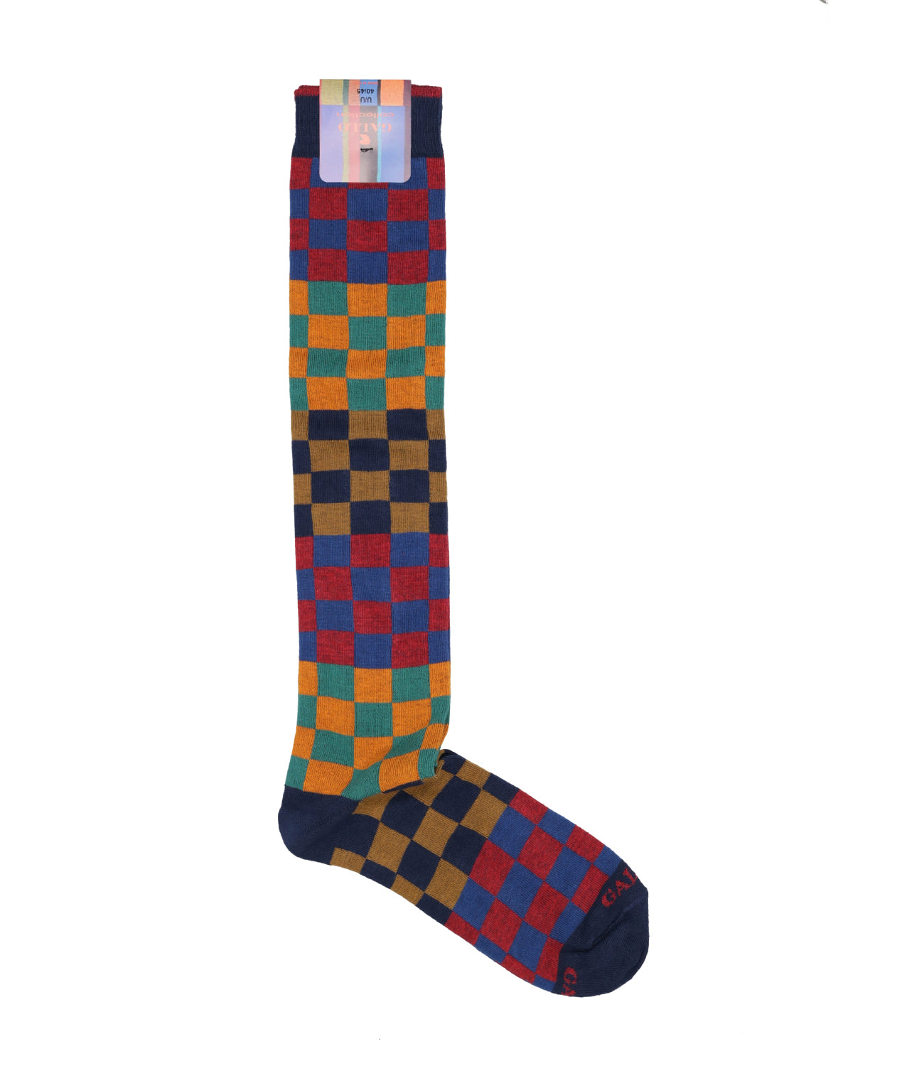 Gallo | Checkered Patterned Socks Orange Blue and Green