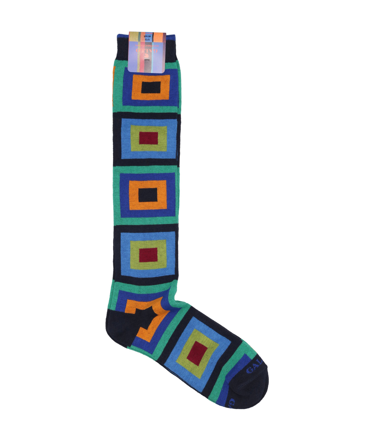 Gallo | Square Patterned Socks Navy Blue and Green