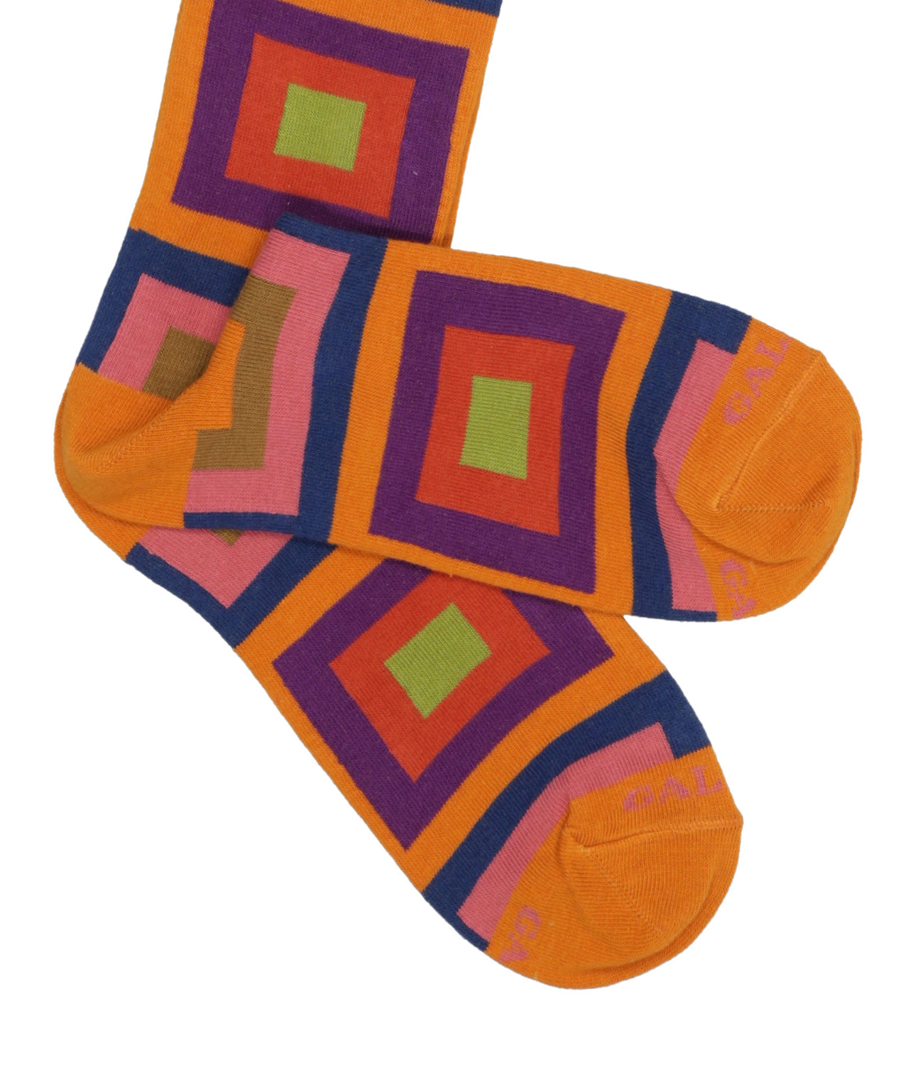 Rooster | Square Patterned Socks Saffron