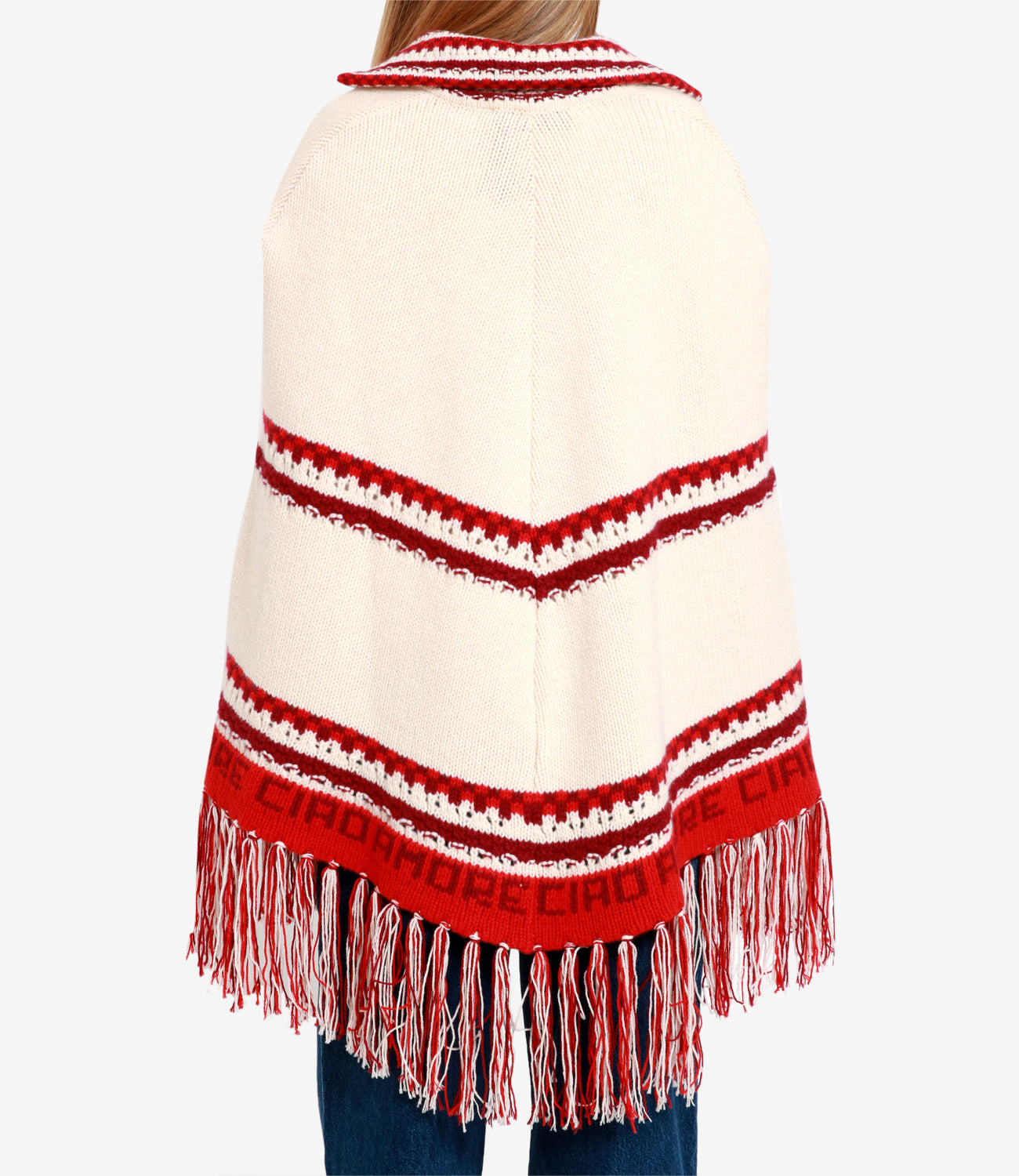 Giada Benincasa | Poncho Aspen B.B Beige e Rosso