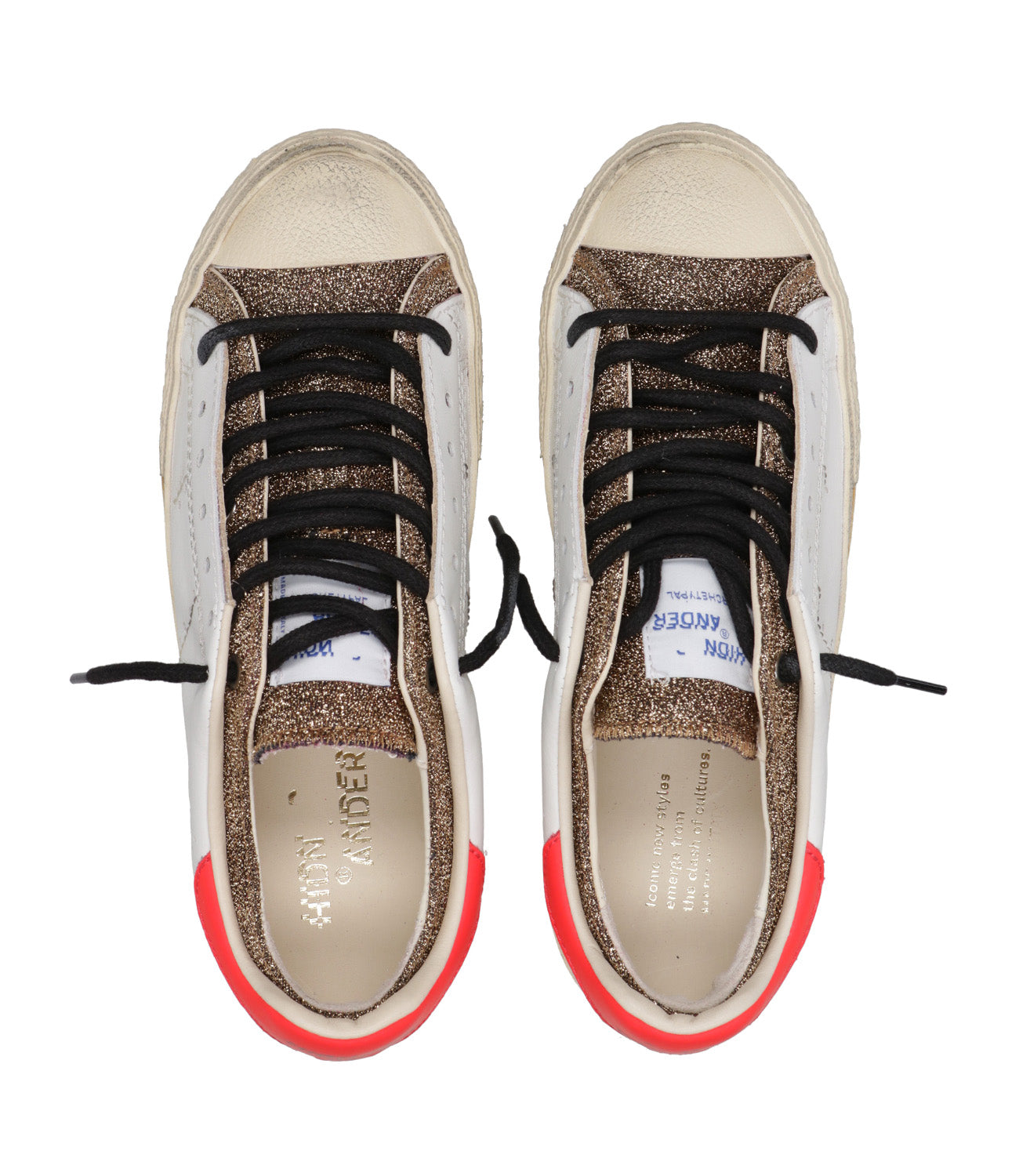 Hidnander | Sneakers Starless Low Bianco e Oro