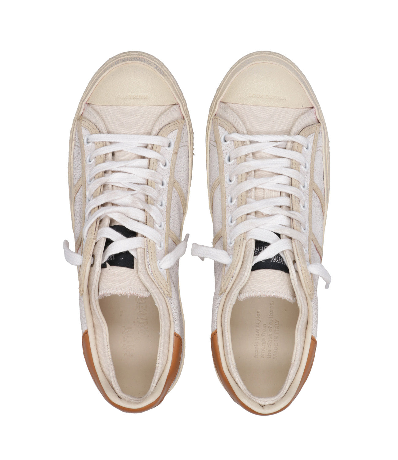 Hidnander | Sneakers Starless Low Sartorial Bianca e Cuoio