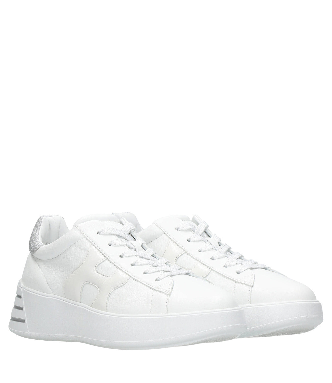 Hogan | Rebel H564 White and Silver Sneakers