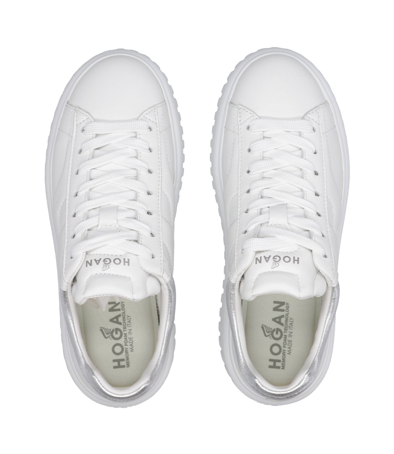 Hogan | Sneakers H-Stripes Allacciato Bianco e Argento