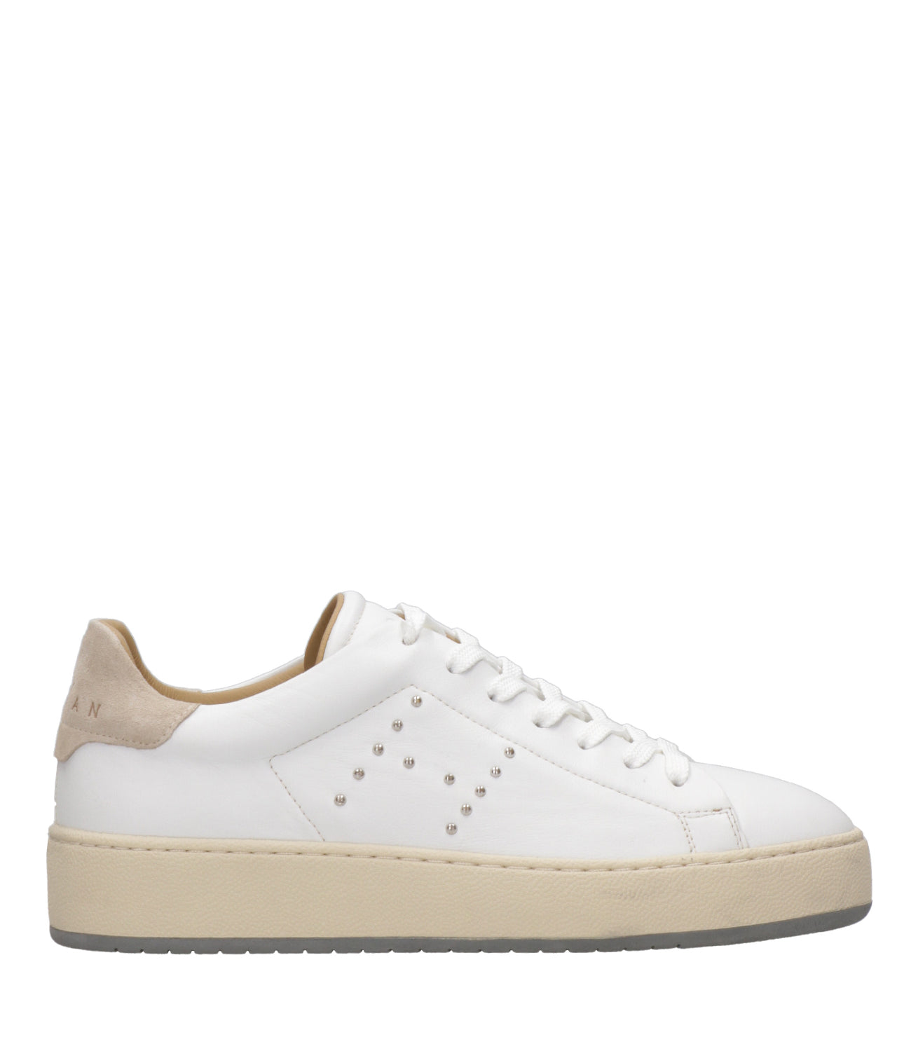 Hogan | Sneakers H672 Allacciato H Borchie Bianca e Sabbia