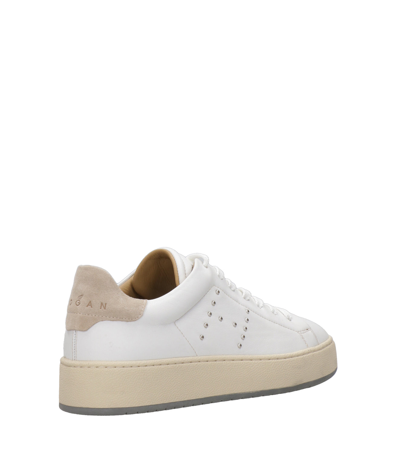 Hogan | Sneakers H672 Lace-up H Studs White and Sand