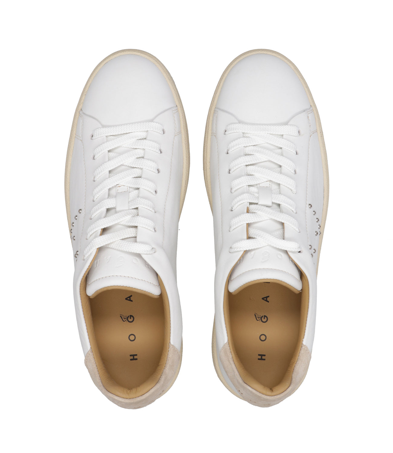 Hogan | Sneakers H672 Lace-up H Studs White and Sand