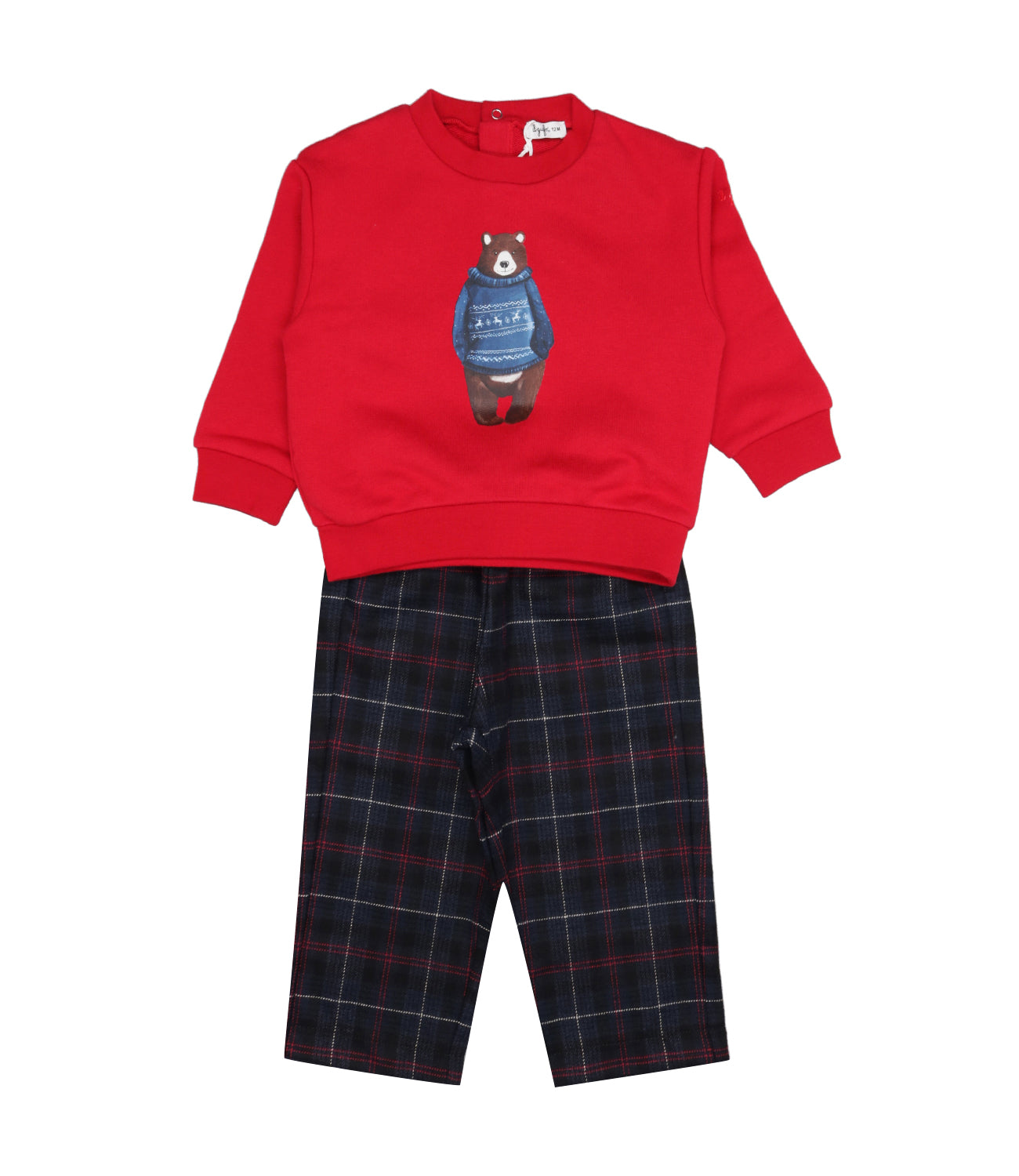 Red and Dark Blue Sweatshirt and Pant Set