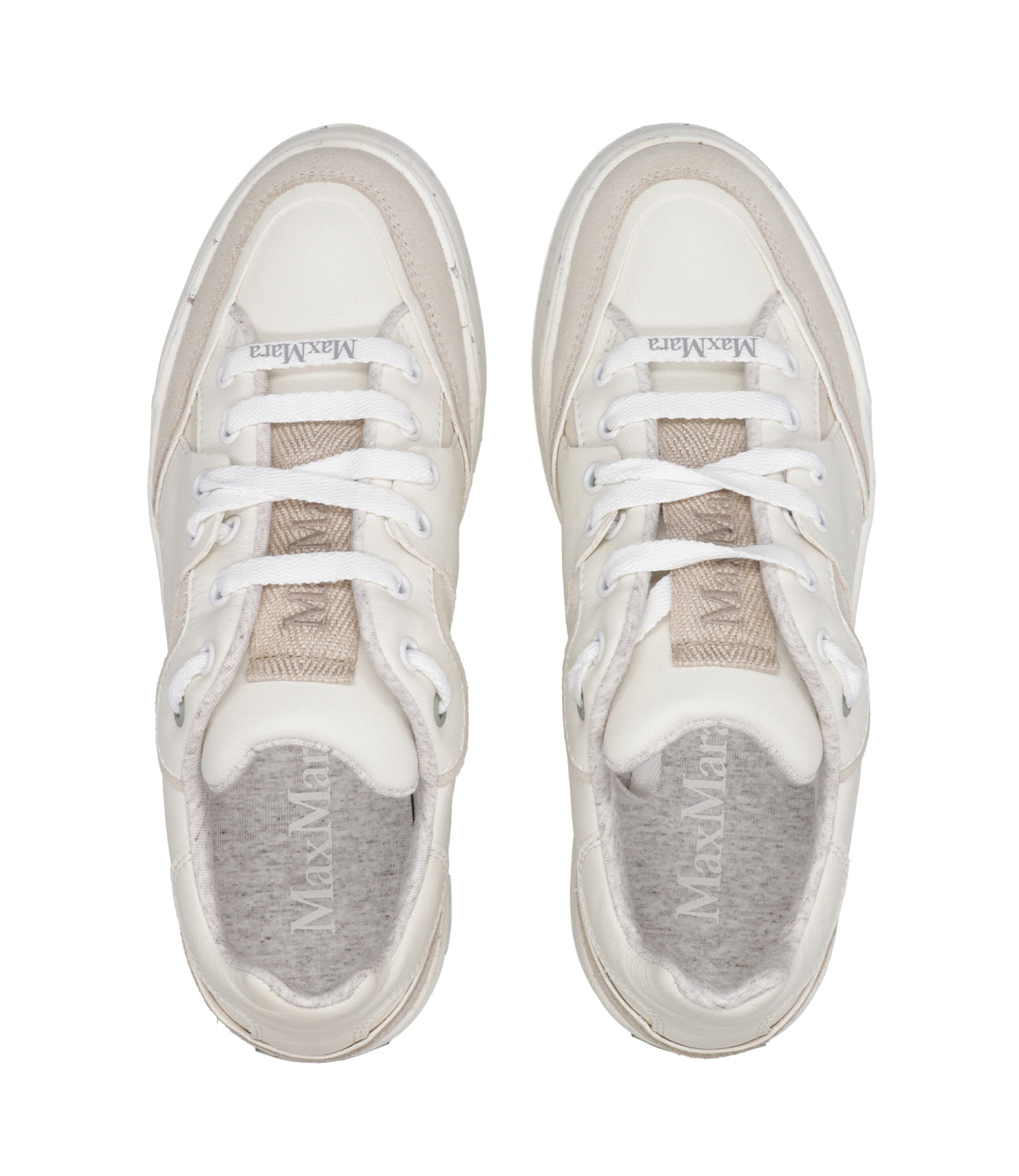 Max Mara | Activegre White and Beige Sneakers