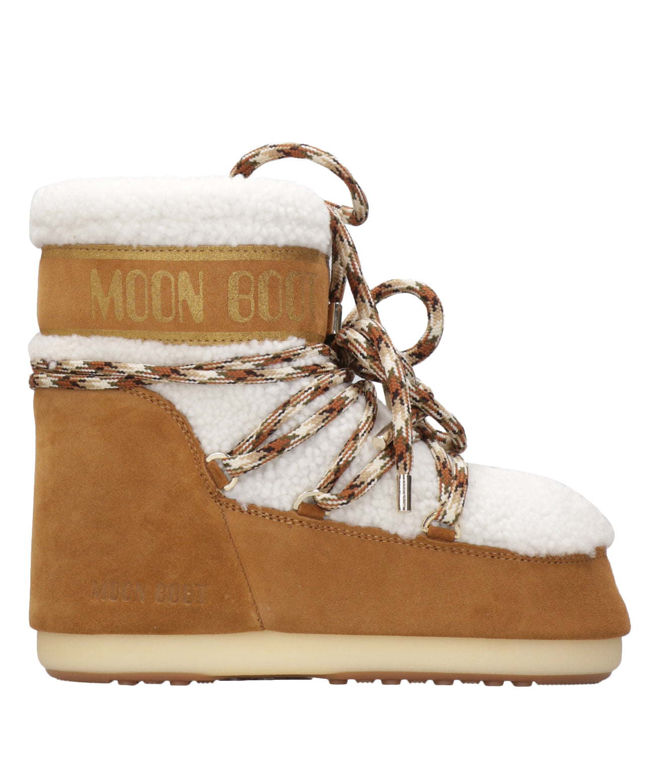 Moon Boot | Tronchetto MB Icon Low Shearling Whisky e Bianco sporco