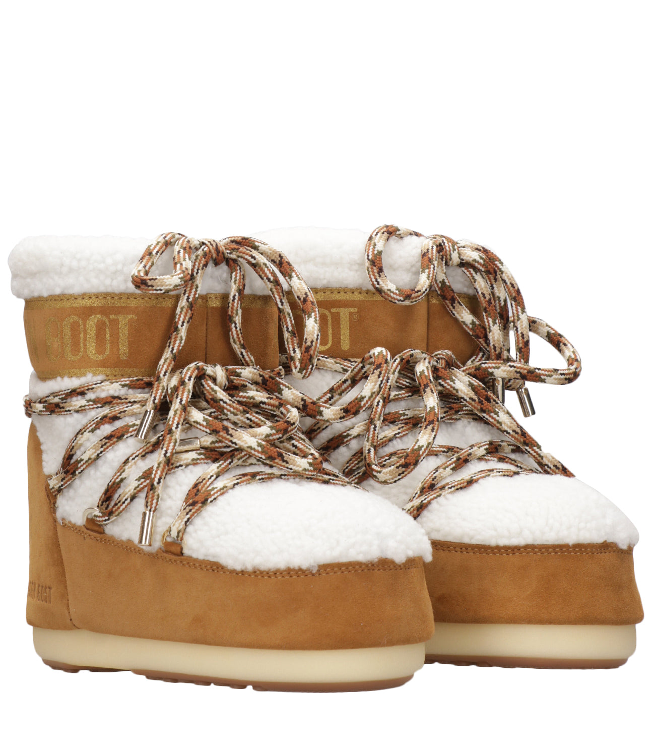 Moon Boot | Tronchetto MB Icon Low Shearling Whisky e Bianco sporco